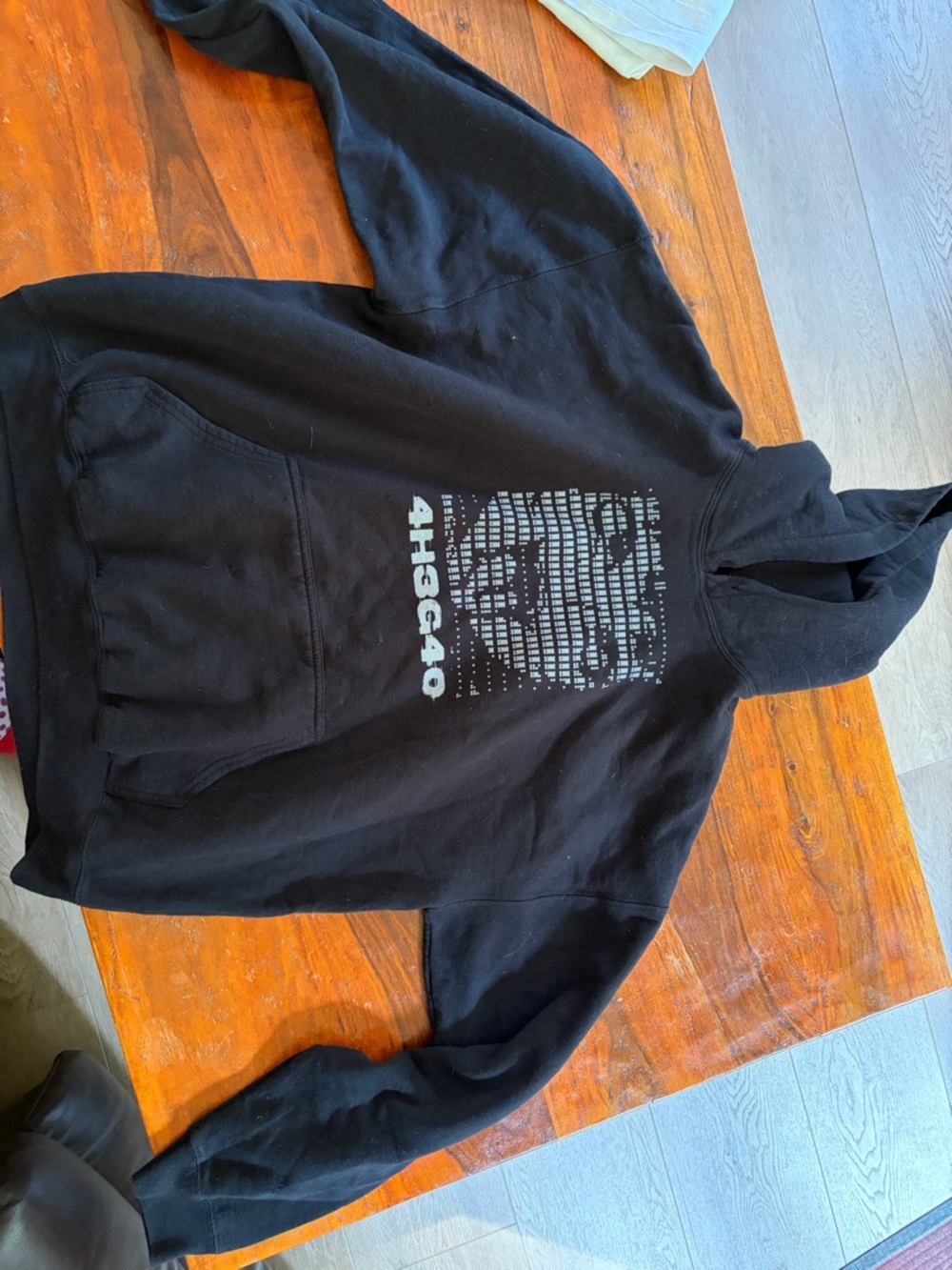 Black Graphic anime  Pullover Hoodie with Center Print